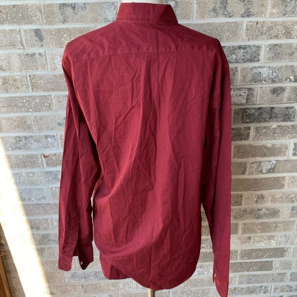 J.CREW Stretch Secret Wash Shirt Button Down Garment Dyed Poplin Red Classic Fit
